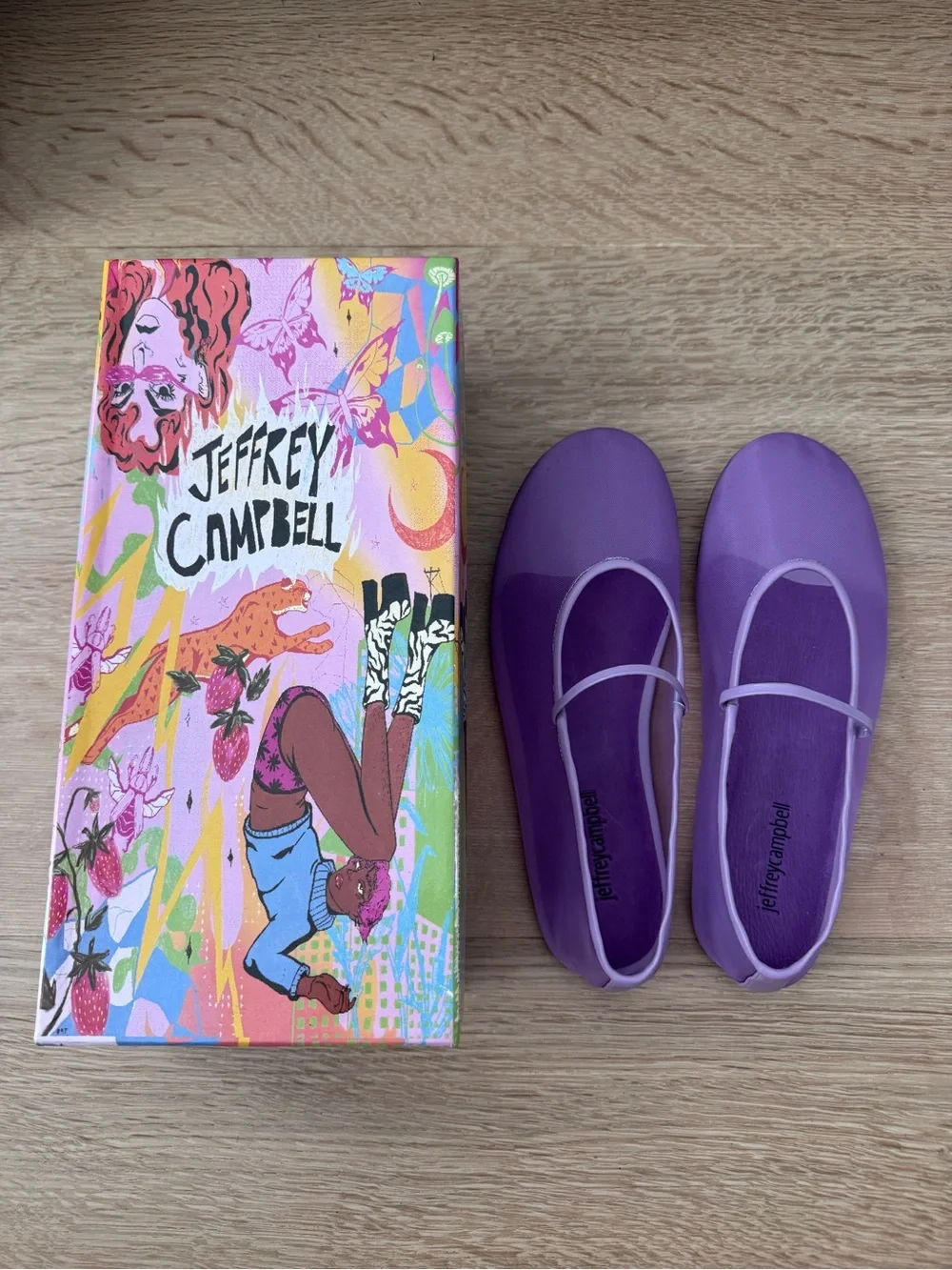 (NWT) Jeffrey Campbell Swan-Lake Mesh Mary Jane Ballet Flats in lilac - sz 8